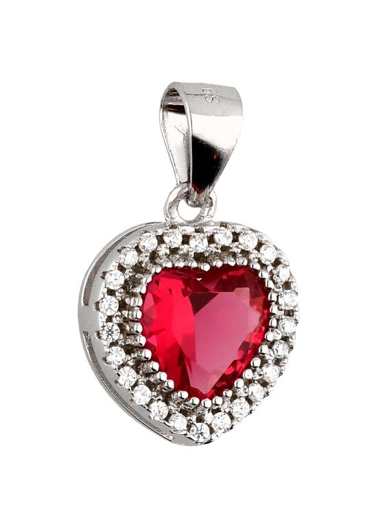 Silver Pendant Ruby ​​Heart