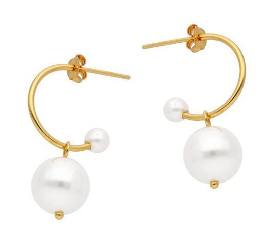 Silver Earrings Gold Plated Pearl