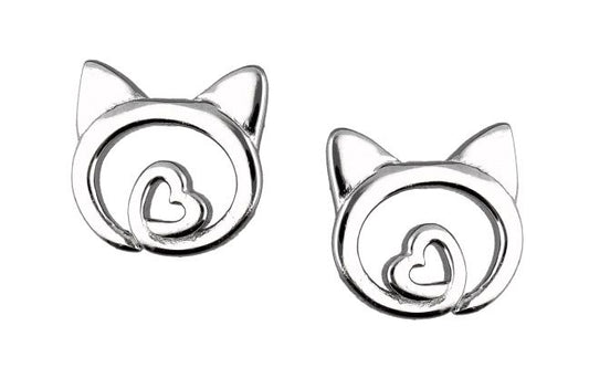 Silver Earrings Cat Kids