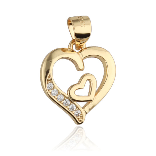 Silver Pendant Gold Plated Heart