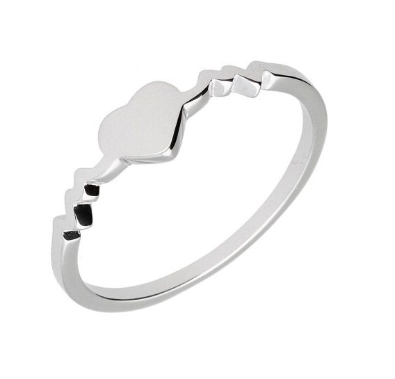 Silver Ring Us Size #6 #6.5 #7 #7.5 #8 Heart Heratbeat