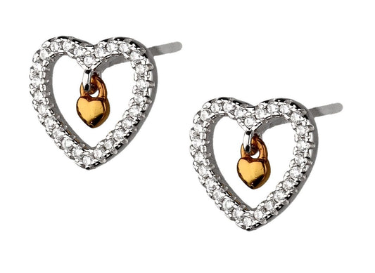 Silver Earrings Rhodium&Gold Heart