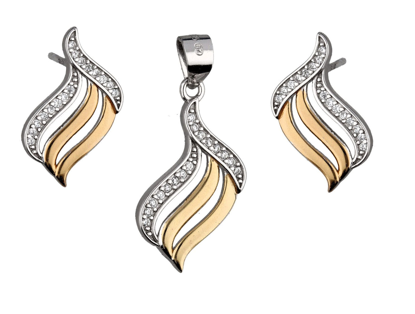 Silver Jewelry Set Rhodium&Gold