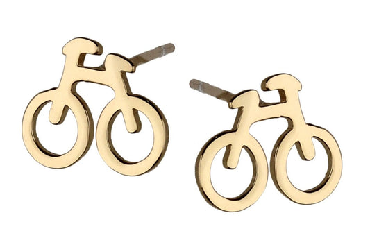 Silver Earrings Gold Plated Bicycle