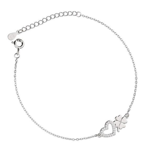 Silver Bracelet Clover Heart