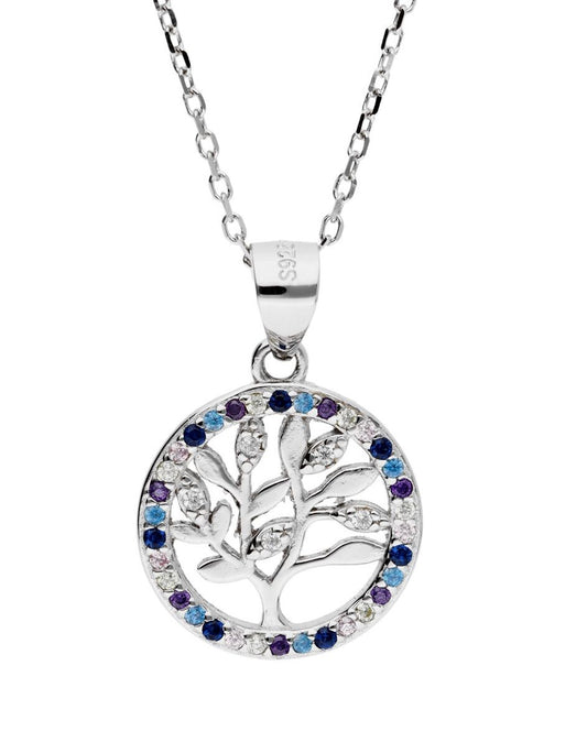 Silver Necklace Multicolor Length 43+3 Tree