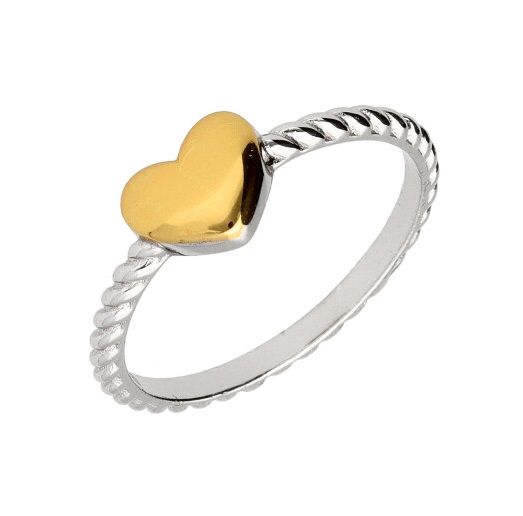 Silver Ring Us Size #6 #6.5 #7 #7.5 #8 Rhodium&Gold Heart