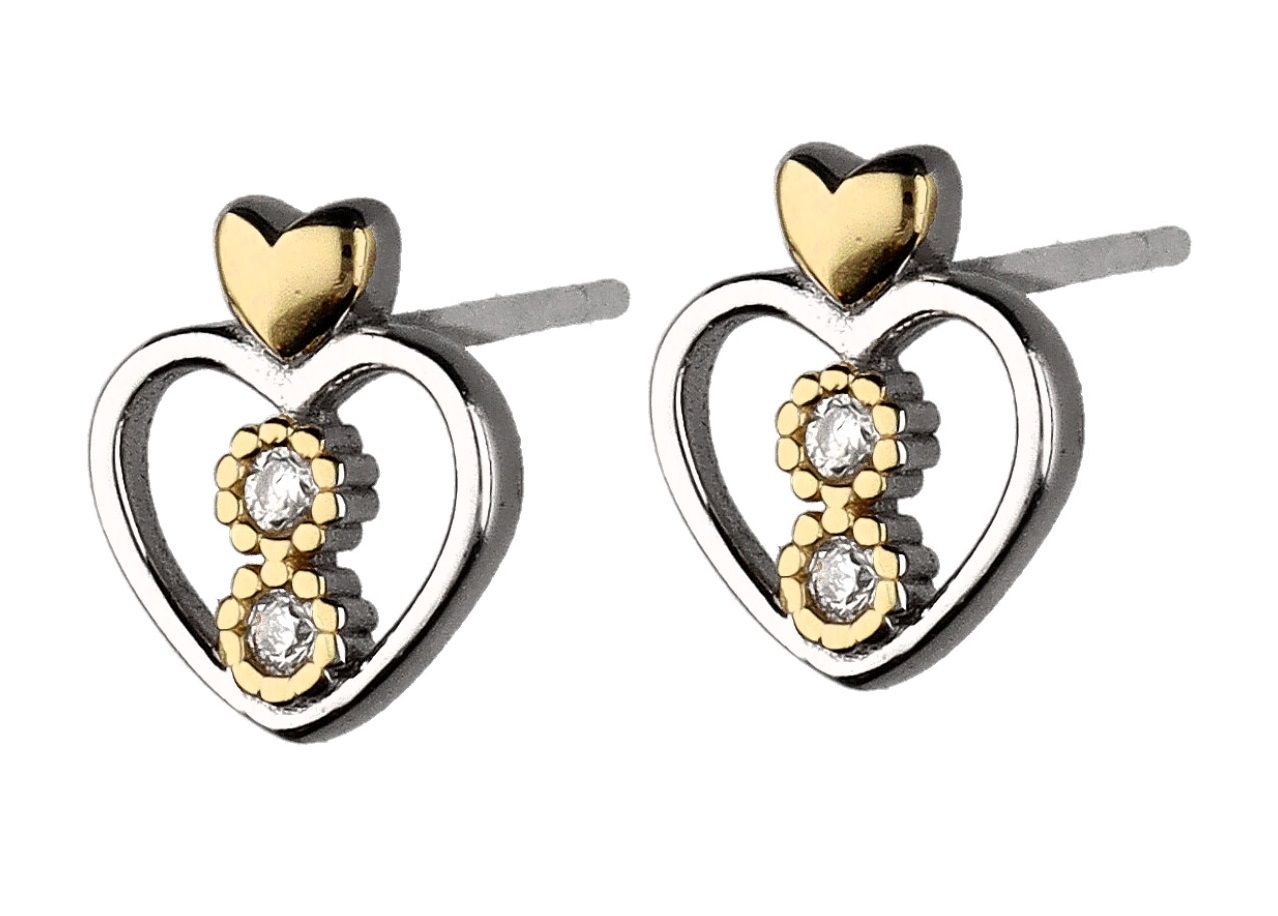 Silver Earrings Rhodium&Gold Heart