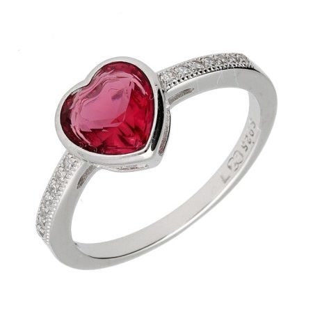 Silver Ring Us Sizes #6 #6.5 #7 #7.5 #8 Ruby ​​Heart