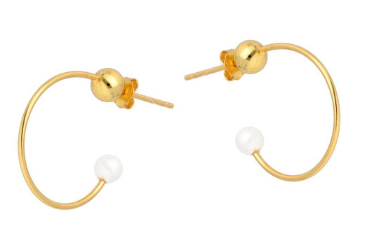 Silver Earrings Gold Plated Pearl