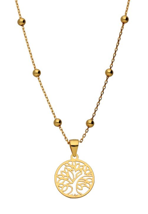 Silver Necklace Gold Plated Length 43+3 Tree