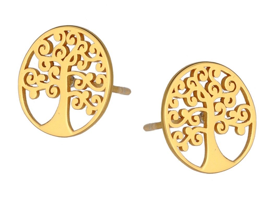 Silver Earrings Gold Plated Tree