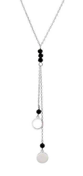 Silver Necklace Black Spinel Length 43+3+Tie