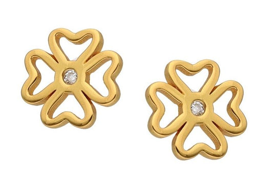 Silver Earrings Gold Plated Clover