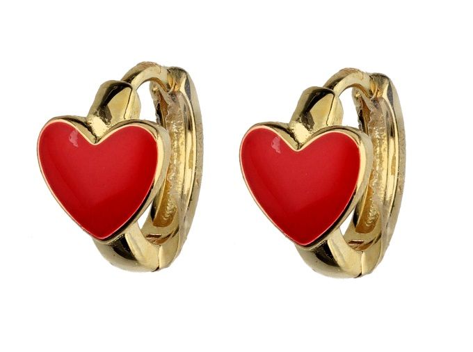 Silver Earrings Gold Plated Heart