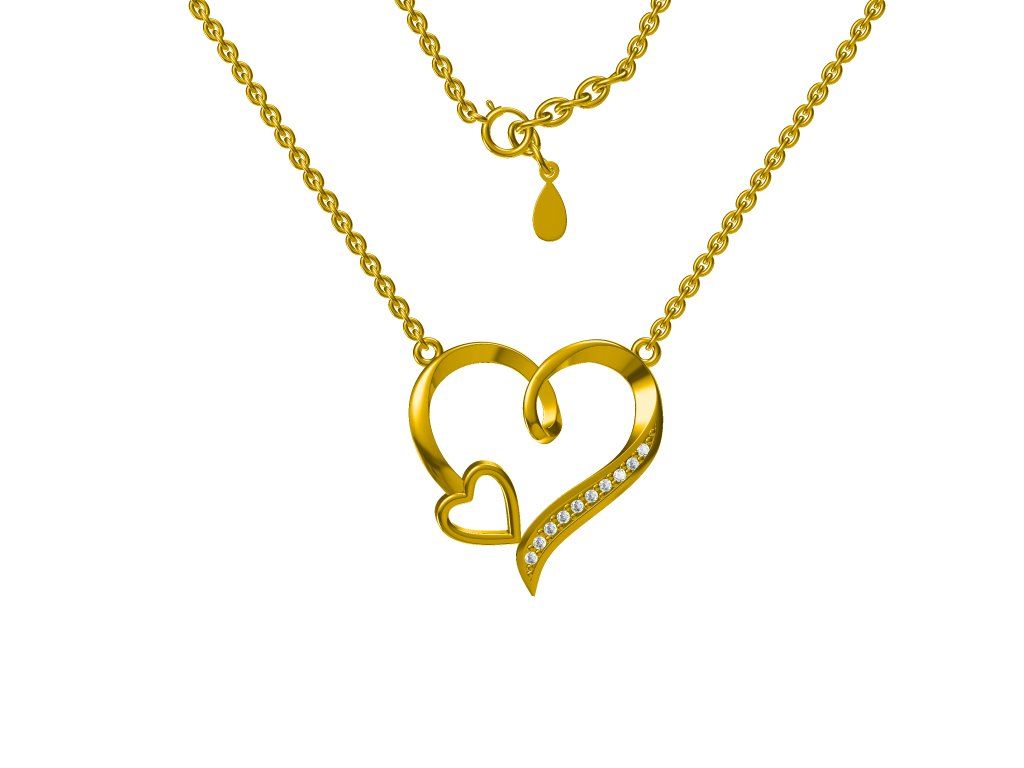 Silver Necklace Gold Plated Heart