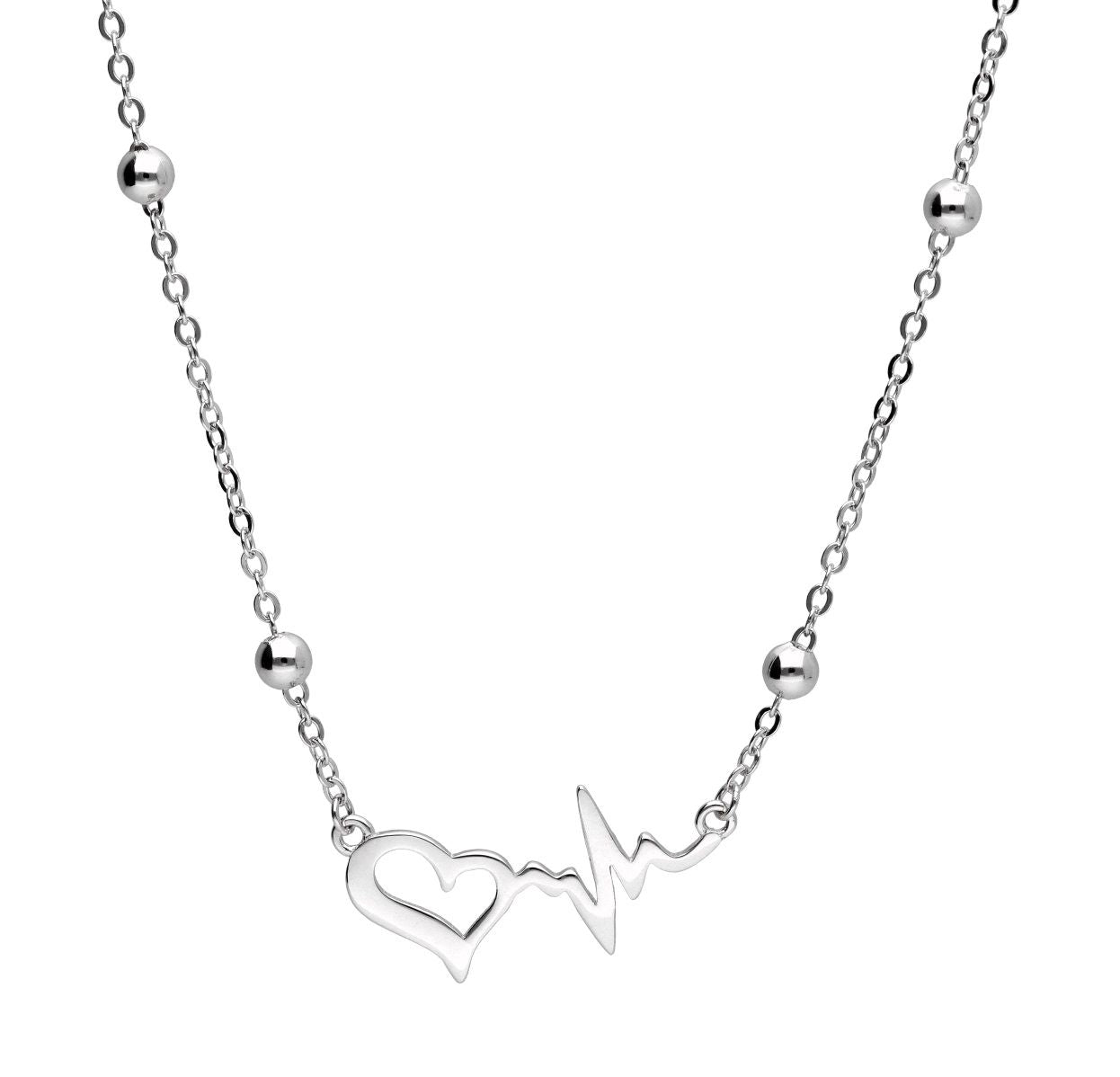 Silver Necklace Length 43+3 cm Heartbeat