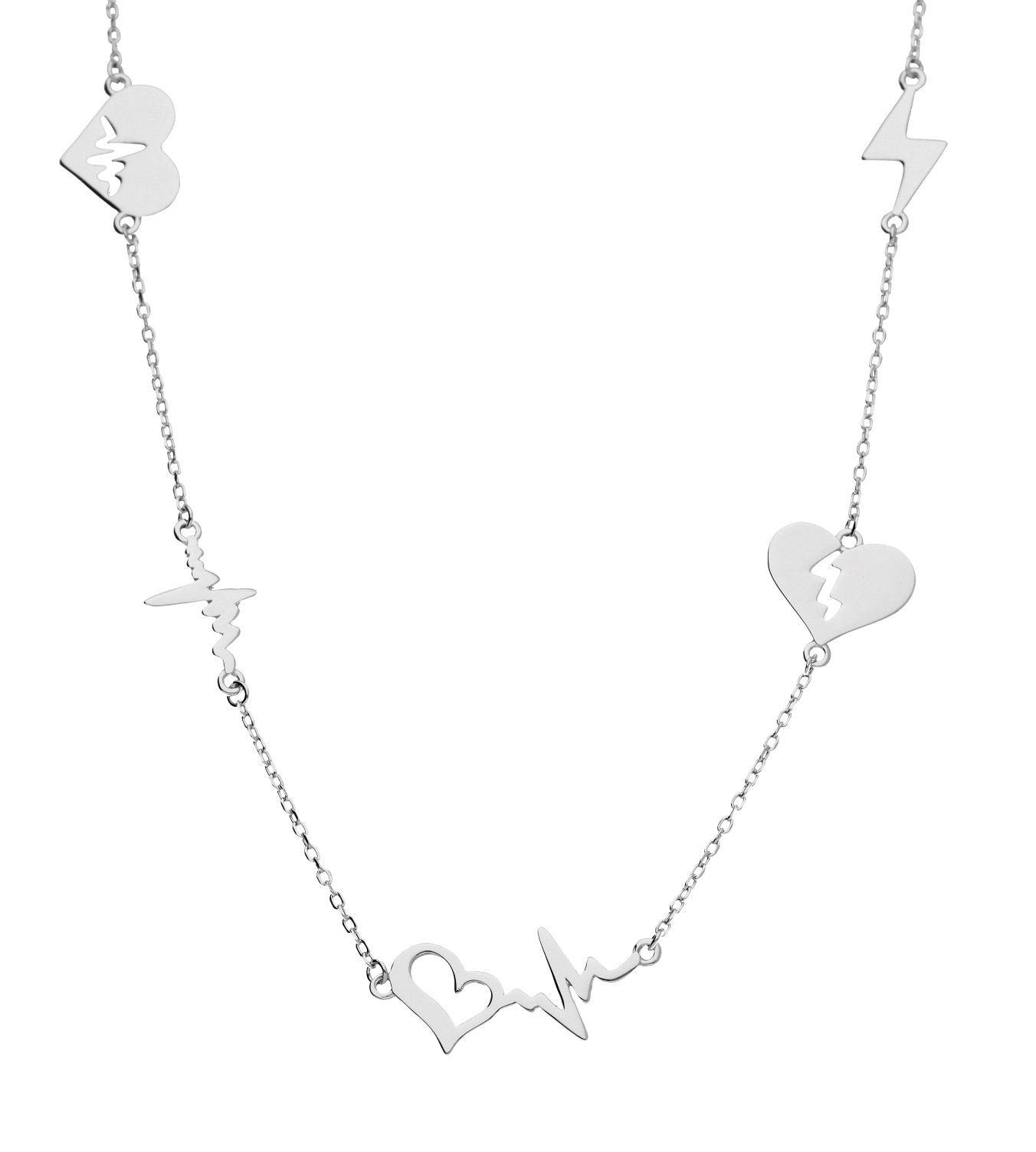 Silver Necklace Heart Heartbeat