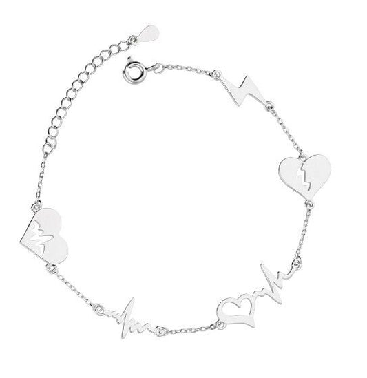 Silver Bracelet Heartbeat Heart