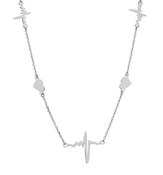 Silver Necklace Heart Heartbeat