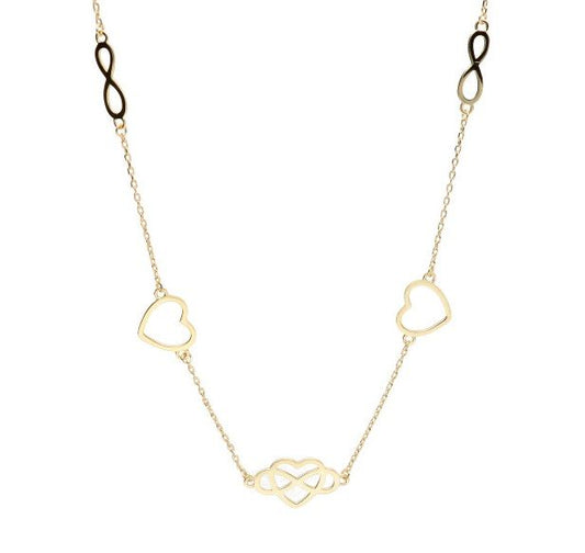 Silver Necklace Gold Plated Infinity Heart