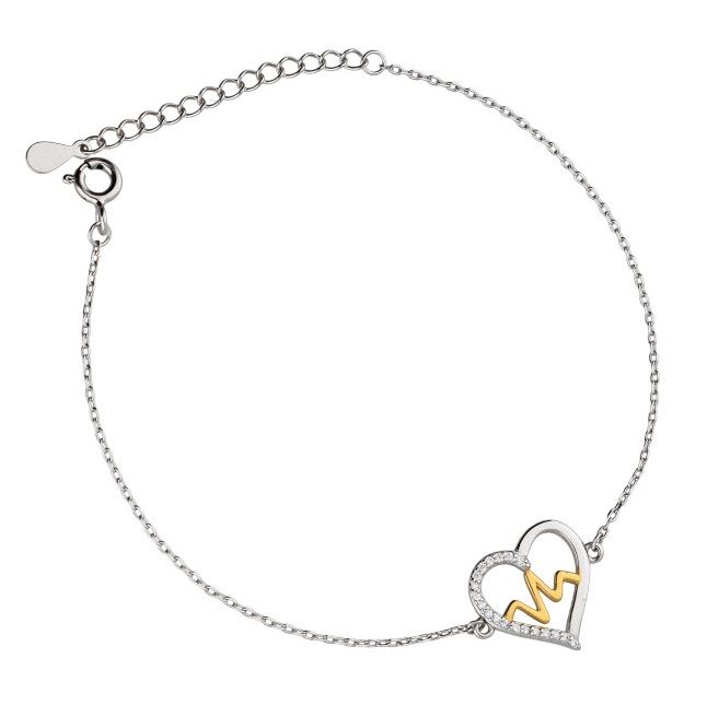 Silver Bracelet Heart Heartbeat Rhodium&Gold