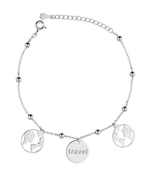 Silver Bracelet Earth Travel