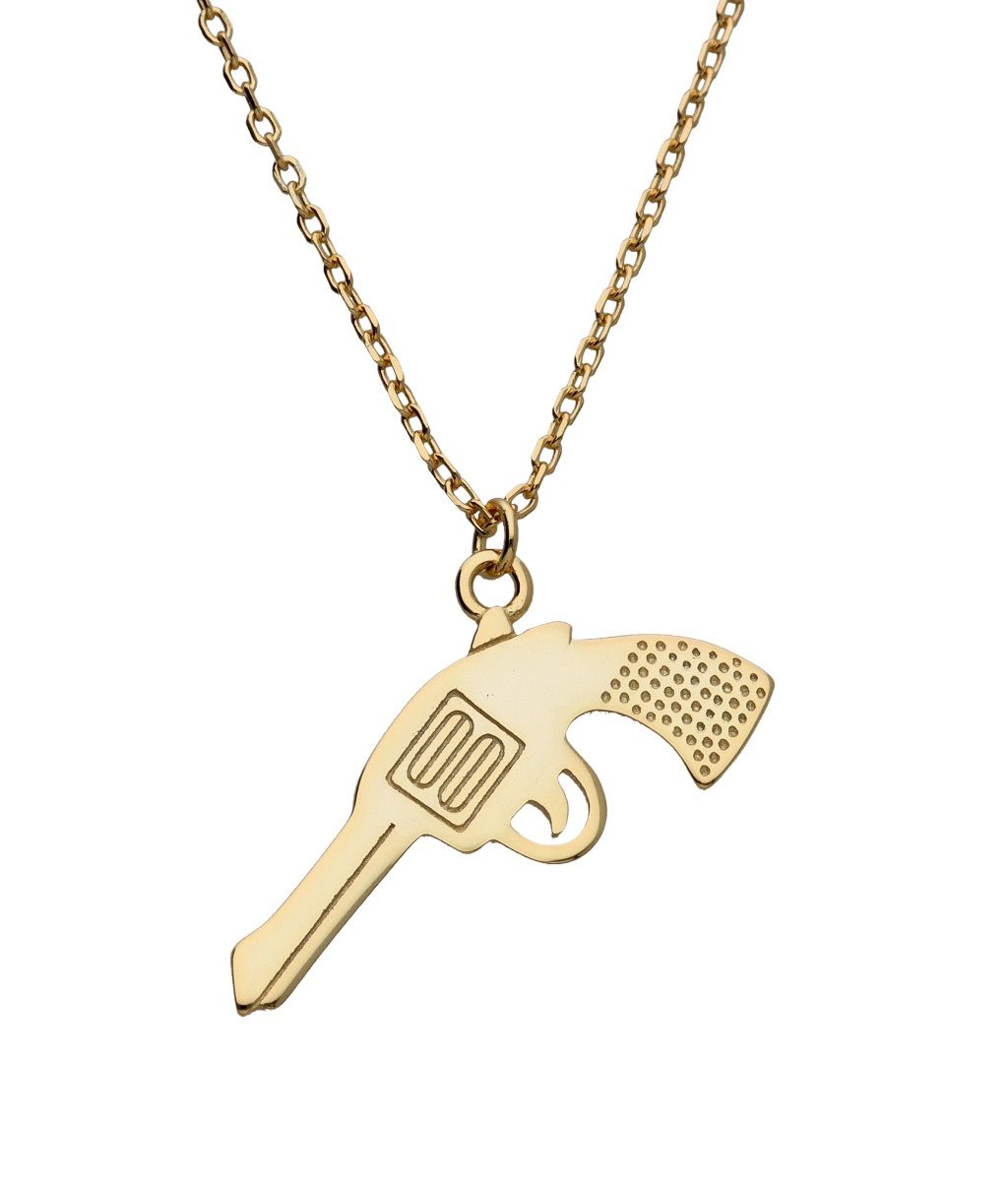 Silver Necklace Gold Plated Pistol