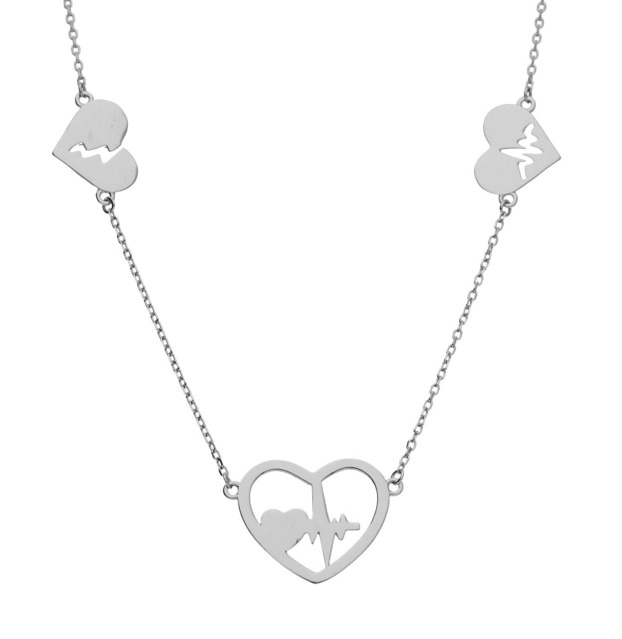 Silver Necklace Heartbeat