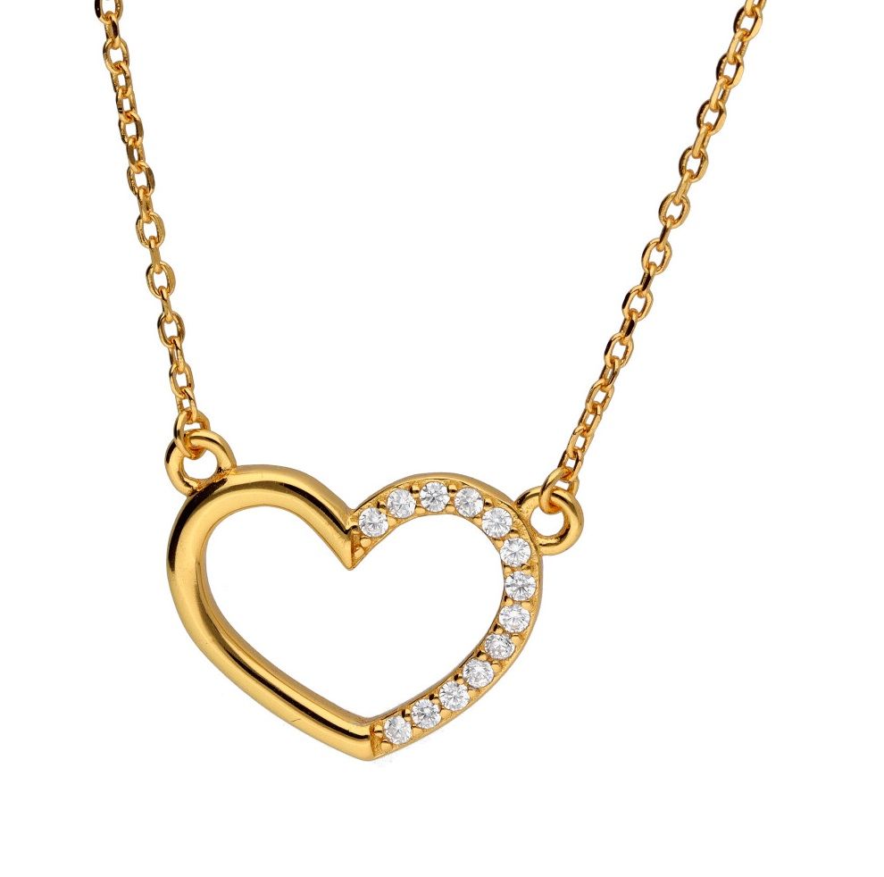 Silver Necklace Gold Plated Heart