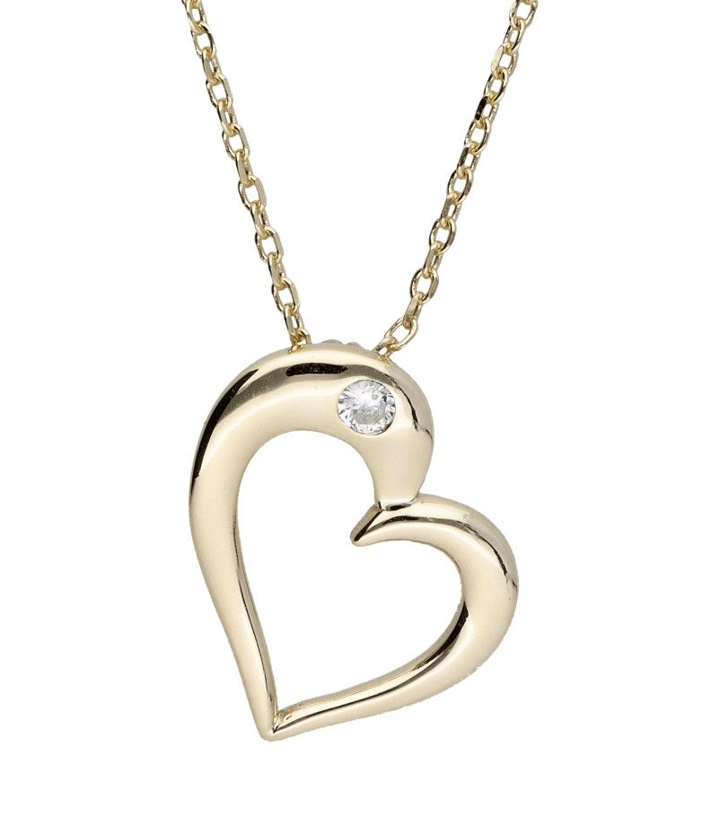 Silver Necklace Gold Plated Heart