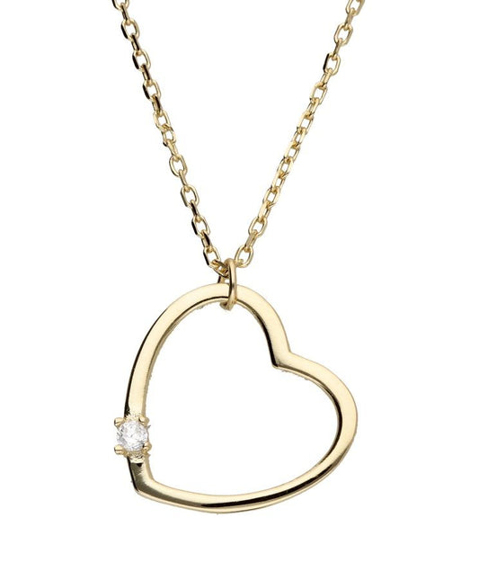 Silver Necklace Gold Plated Heart