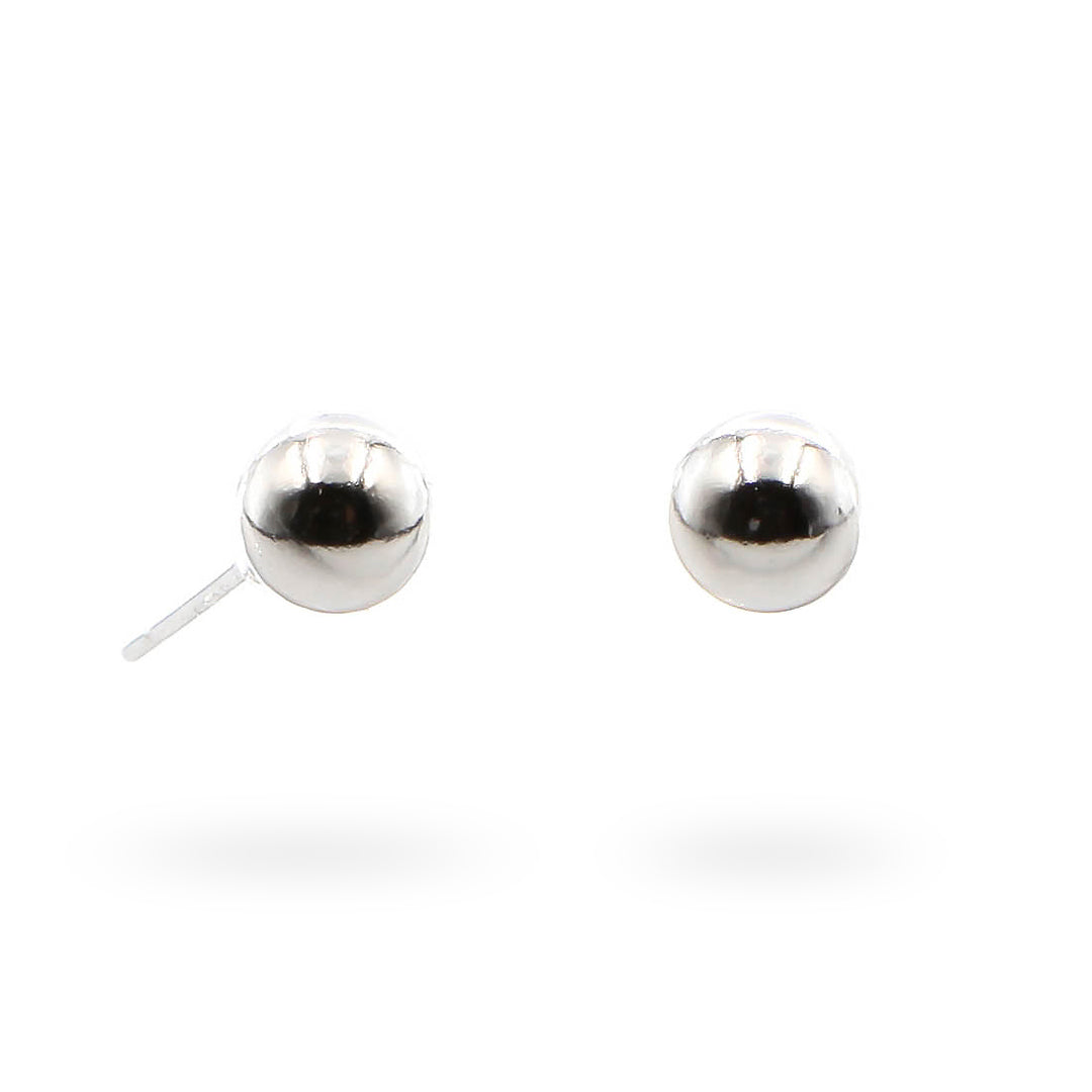 Silver Earrings 6mm Rhodium Ball