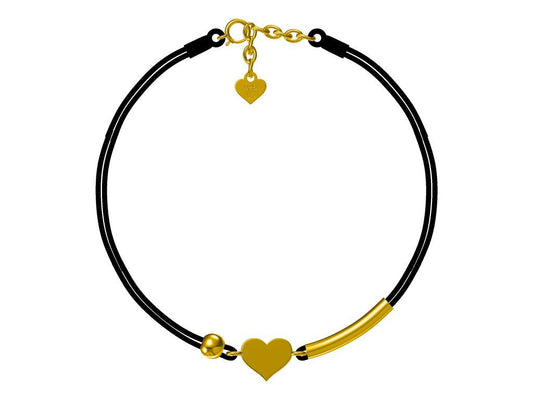 Silver Bracelet Black Heart Gold Plated