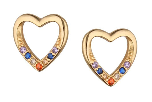 Silver Earrings Gold Plated Heart