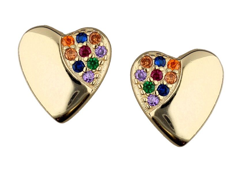 Silver Earrings Gold Plated Heart