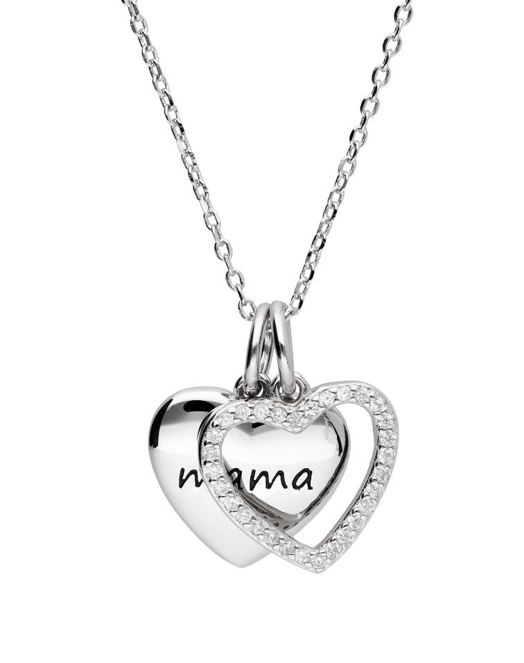 Silver Necklace 43+3 Heart Black Inscription Mother