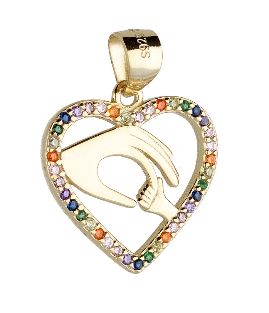 Silver Pendant Gold Plated Heart Mom