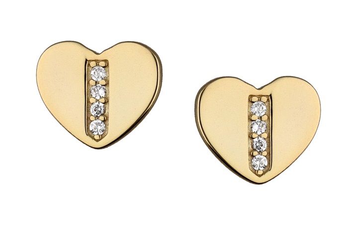 Silver Earrings Gold Plated Heart