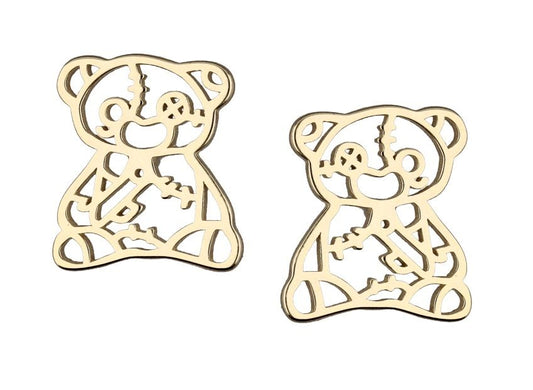 Silver Earrings Gold Plated Teddy Bear