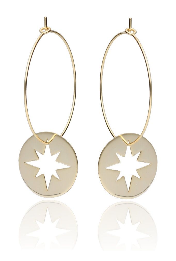 Silver Earrings Gold Plated Star