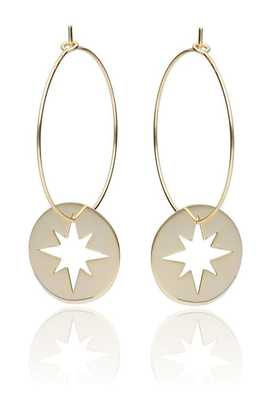 Silver Earrings Gold Plated Star