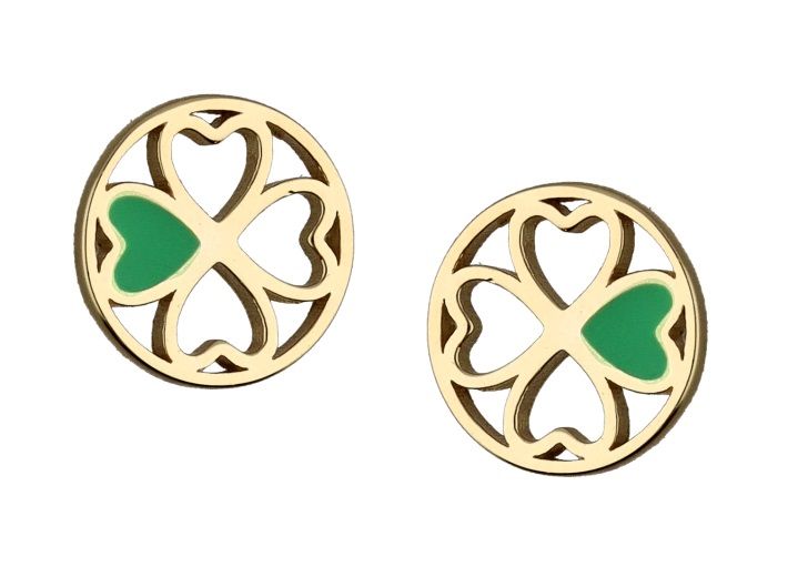 Silver Earrings Gold Plated Clover