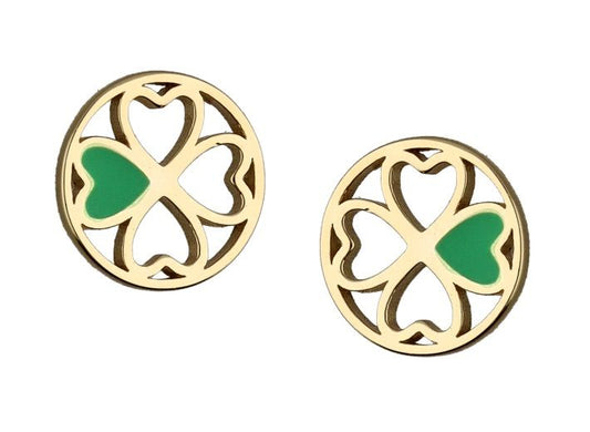 Silver Earrings Gold Plated Clover