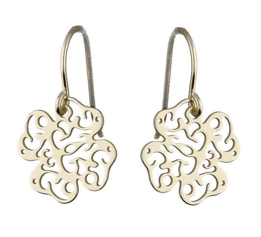 Silver Earrings Gold Plated Clover