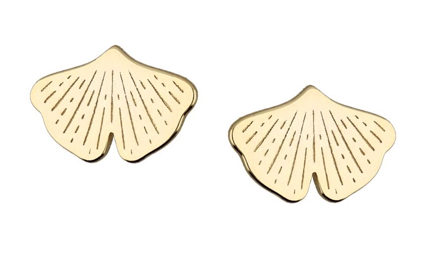 Silver Earrings Gold Plated Leaf