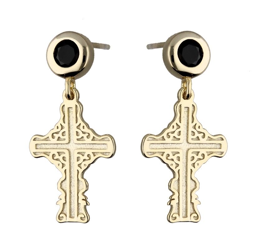 Silver Earrings Gold Plated Cross