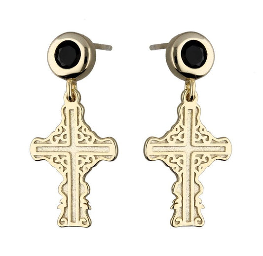 Silver Earrings Gold Plated Cross