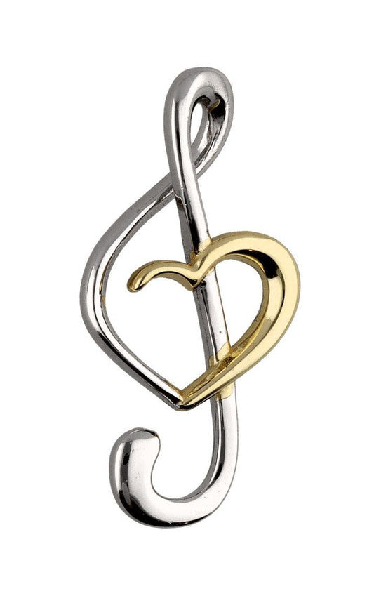 Silver Pendant Rhodium & Gold Note