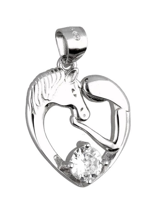 Silver Pendant Horse Heart